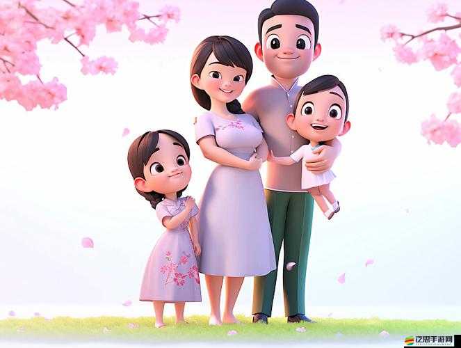 一家四口:父母兒女共享天倫之樂